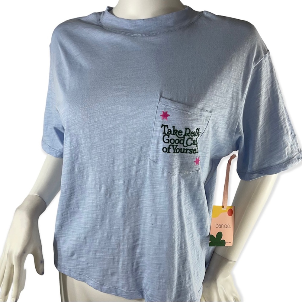 Ban.do Take Really Good‎ Care Slub  Pocket Tee Size M